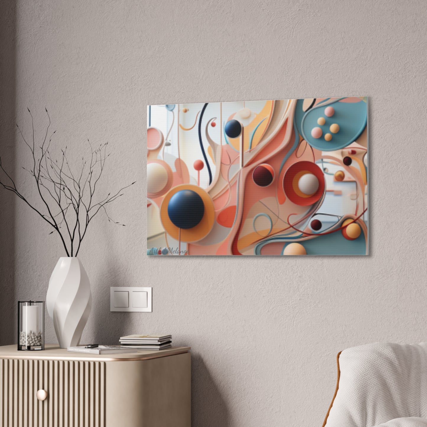 Harmony in Cyan and Peach- Graphic Print