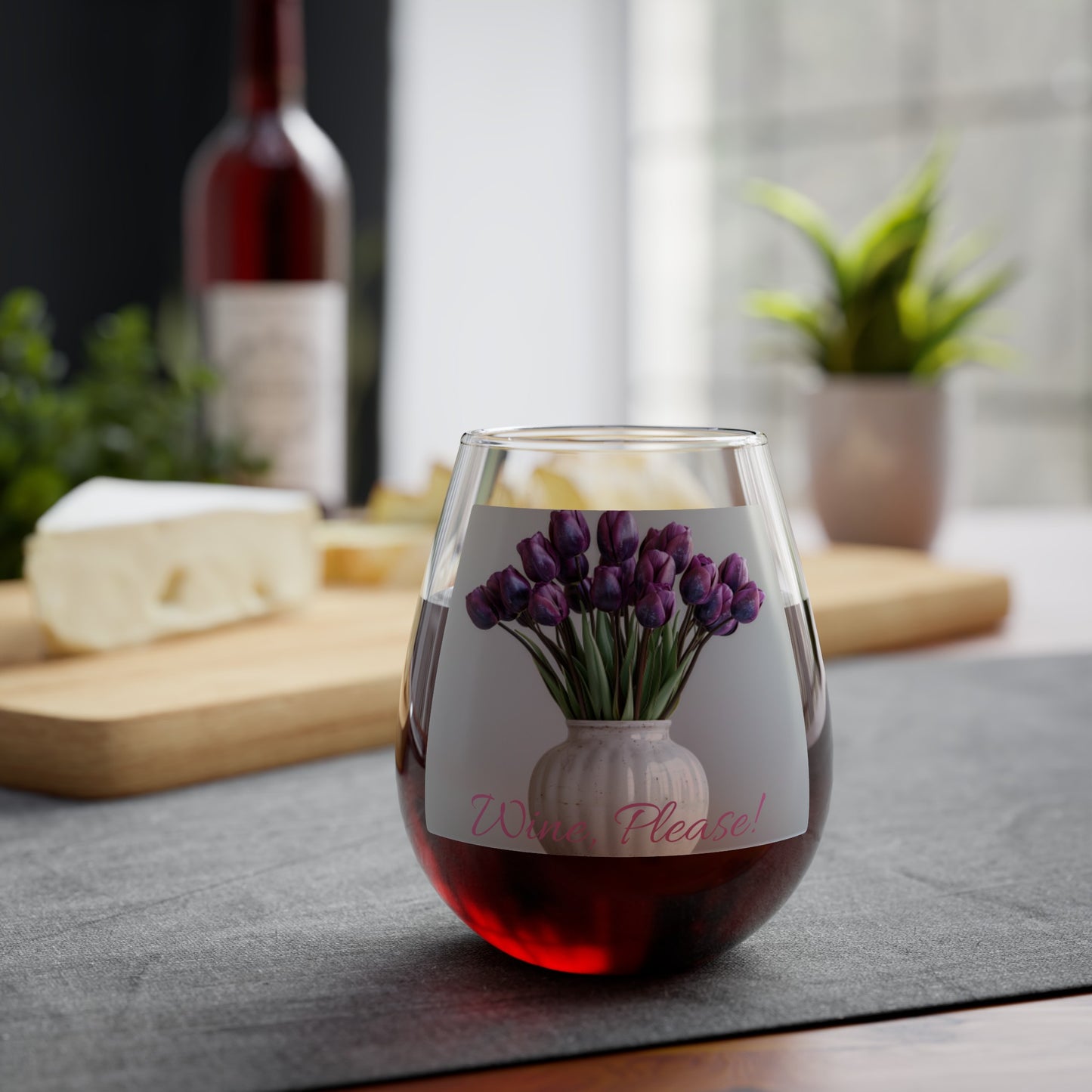 Floral Elegance Stemless Wine Glass, 11.75oz
