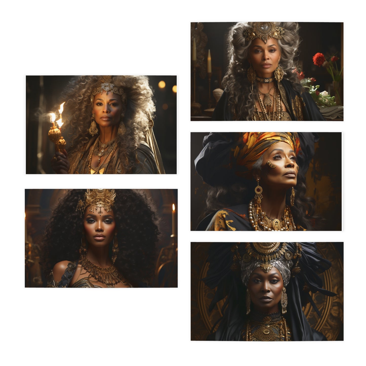 Majestic African Queens: Celebrating Modern Elegance in Resplendent Note Cards (5-Pack)