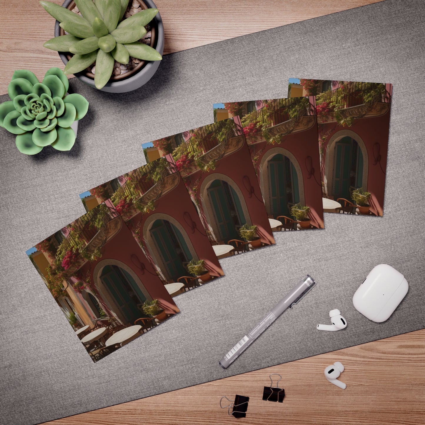 Italian Hillside Scene Design Note Cards (5-Pack)