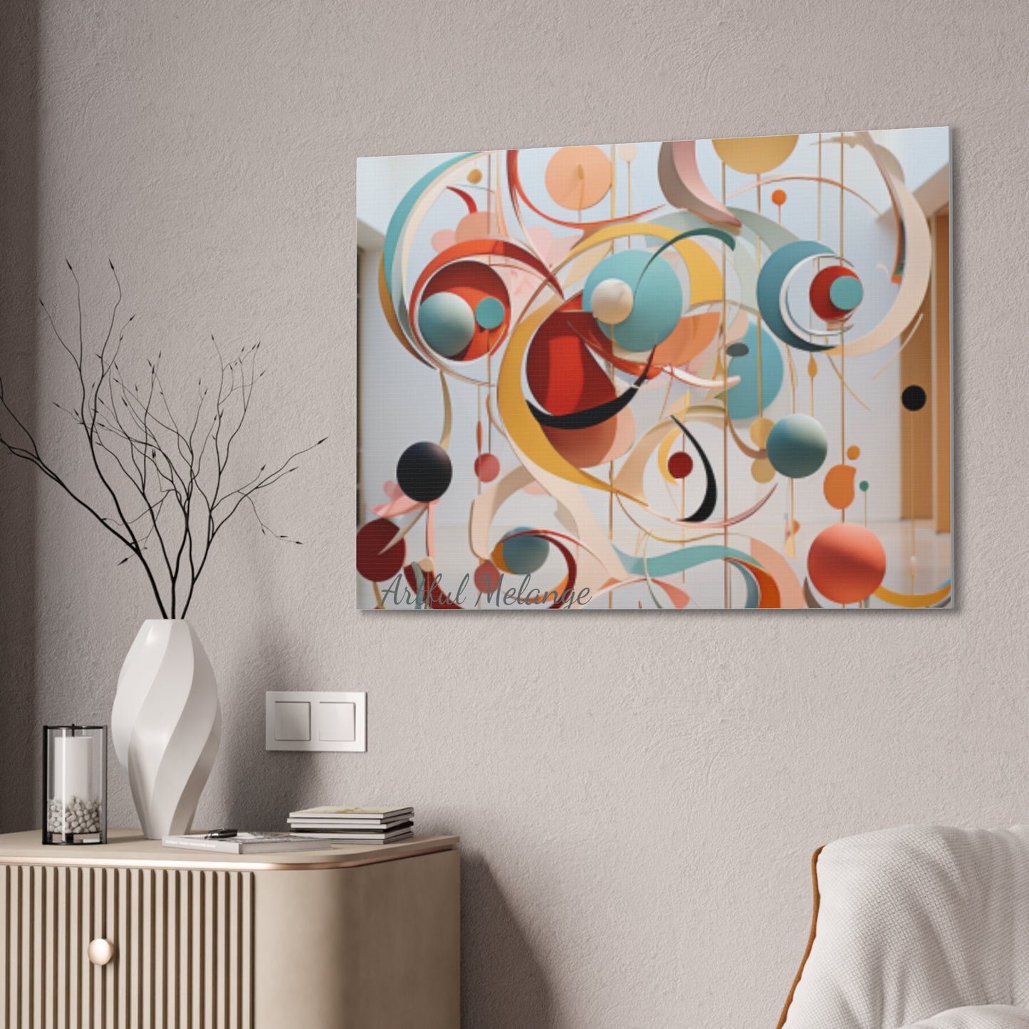 Harmony in Cyan and Peach- Graphic Print