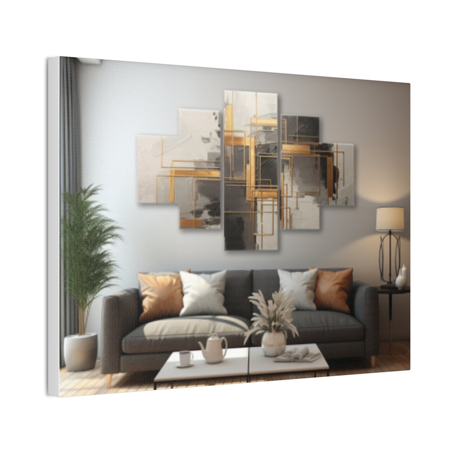 Gold and Black Elegance: A Symphony of Sophistication Canvas Print