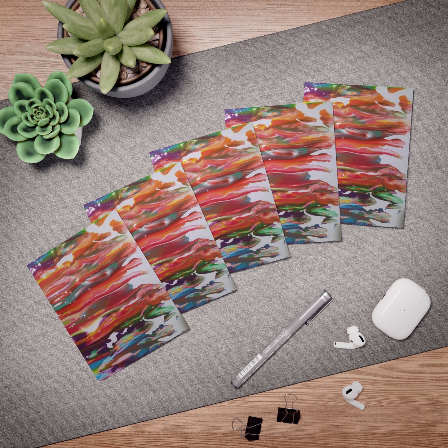 Elegance in Ink: Abstract Art Note Card Set(5-Pack)