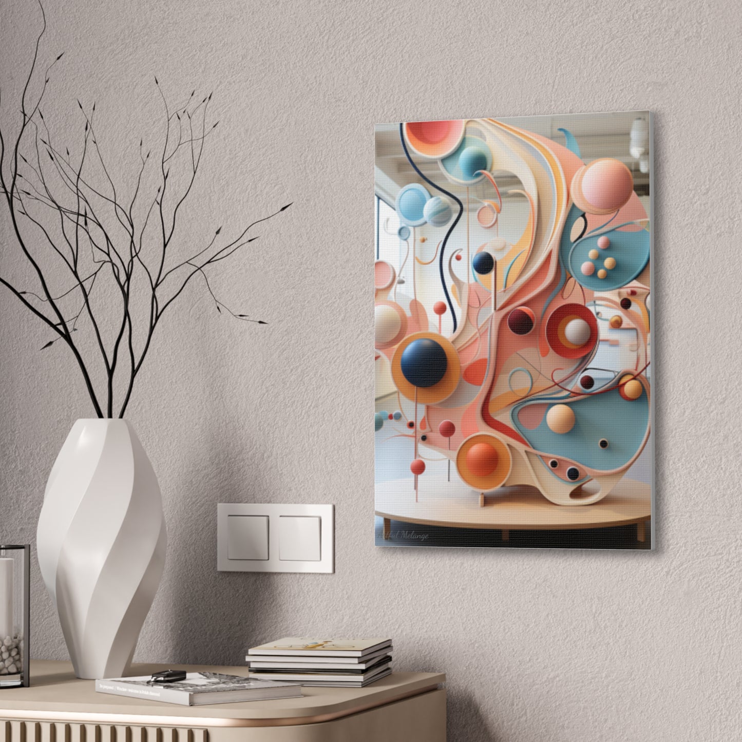 Harmony in Cyan and Peach- Graphic Print