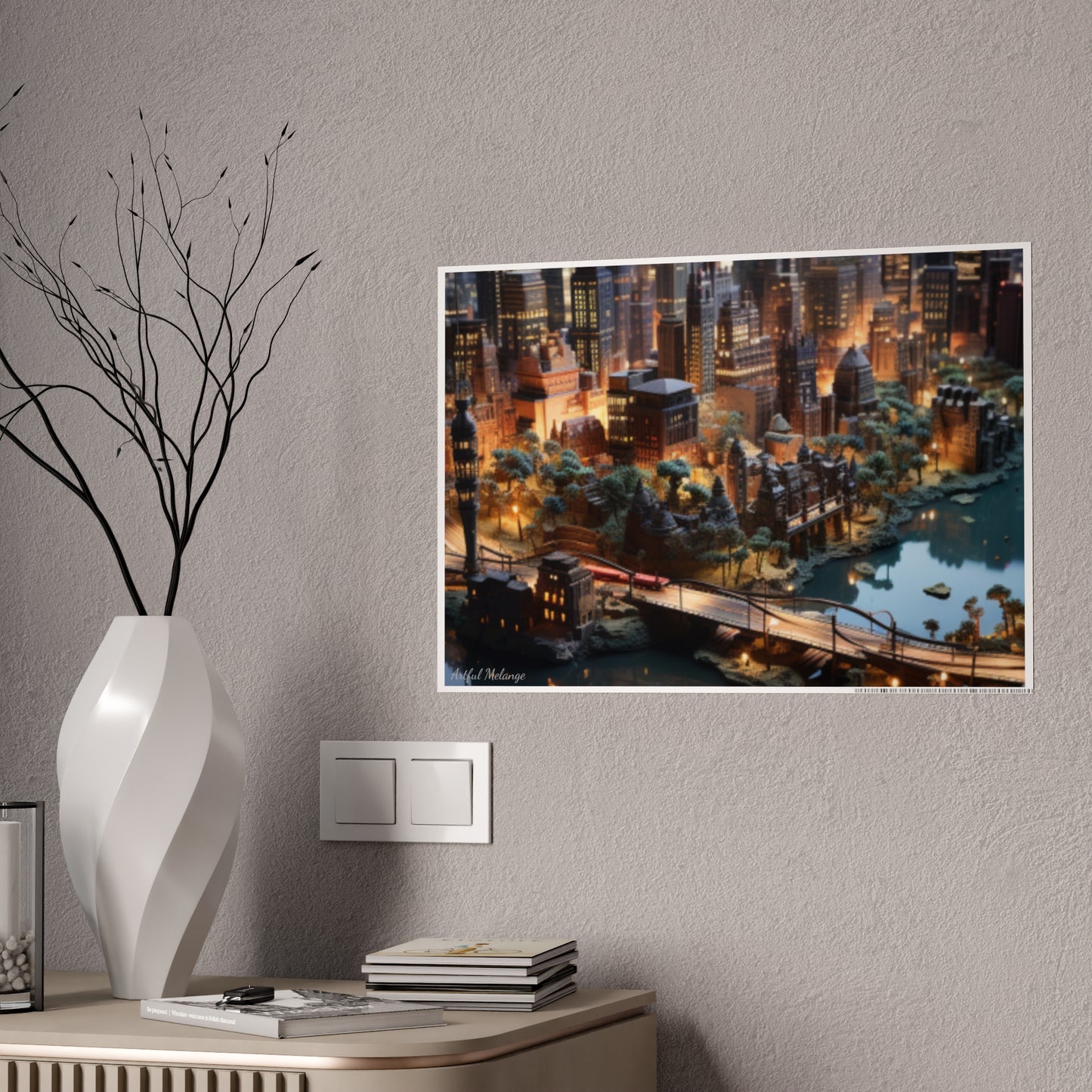 Skyline Vista: Hyper-Realistic 3D Cityscape Posters