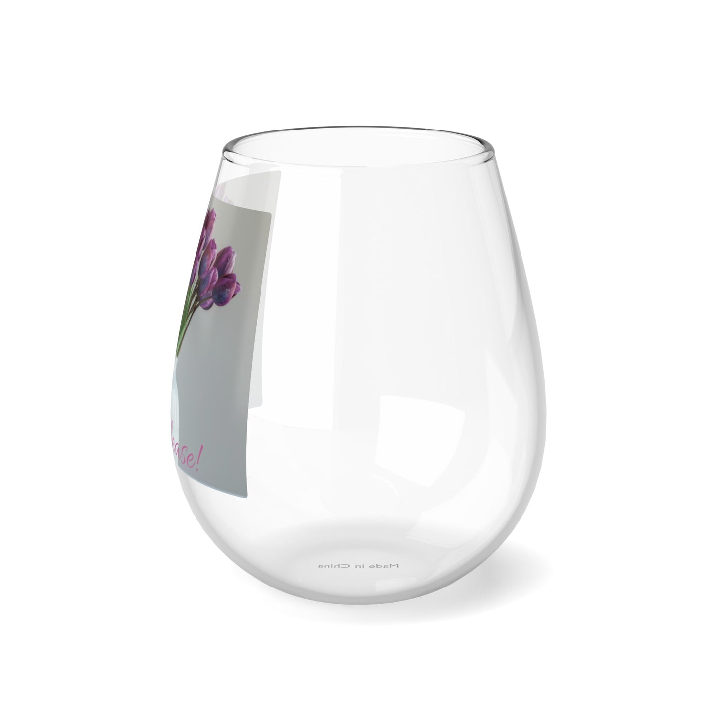Floral Elegance Stemless Wine Glass, 11.75oz