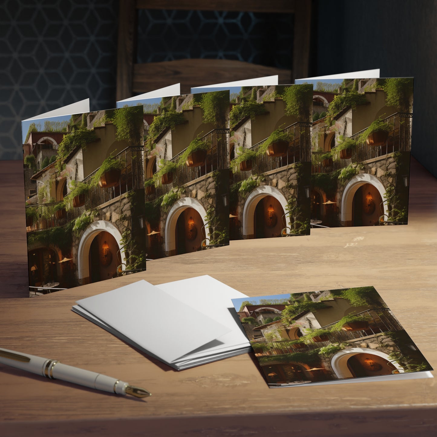 Italian Hillside Scene Design Note Cards (5-Pack)