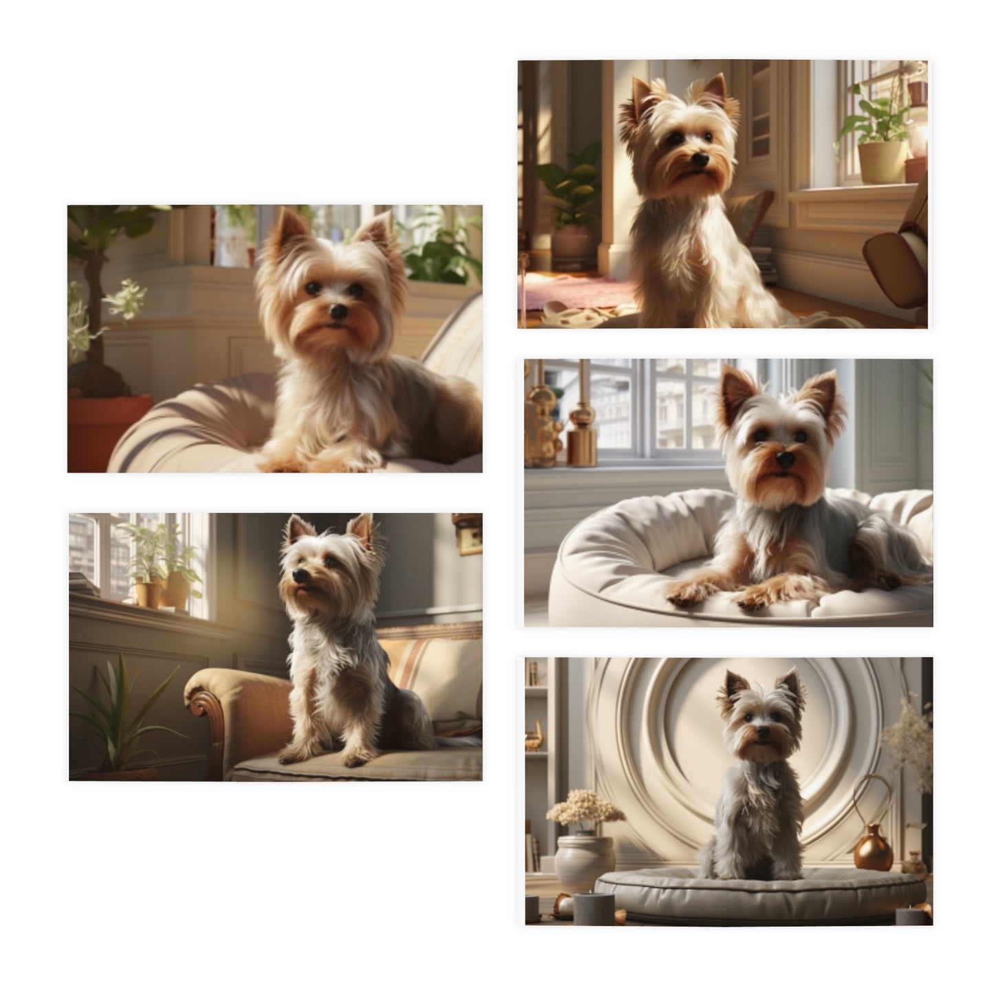 Paws of Authority: Yorkshire Terrier Notecards, Embodying Their Self-Assured Presence(5-Pack)