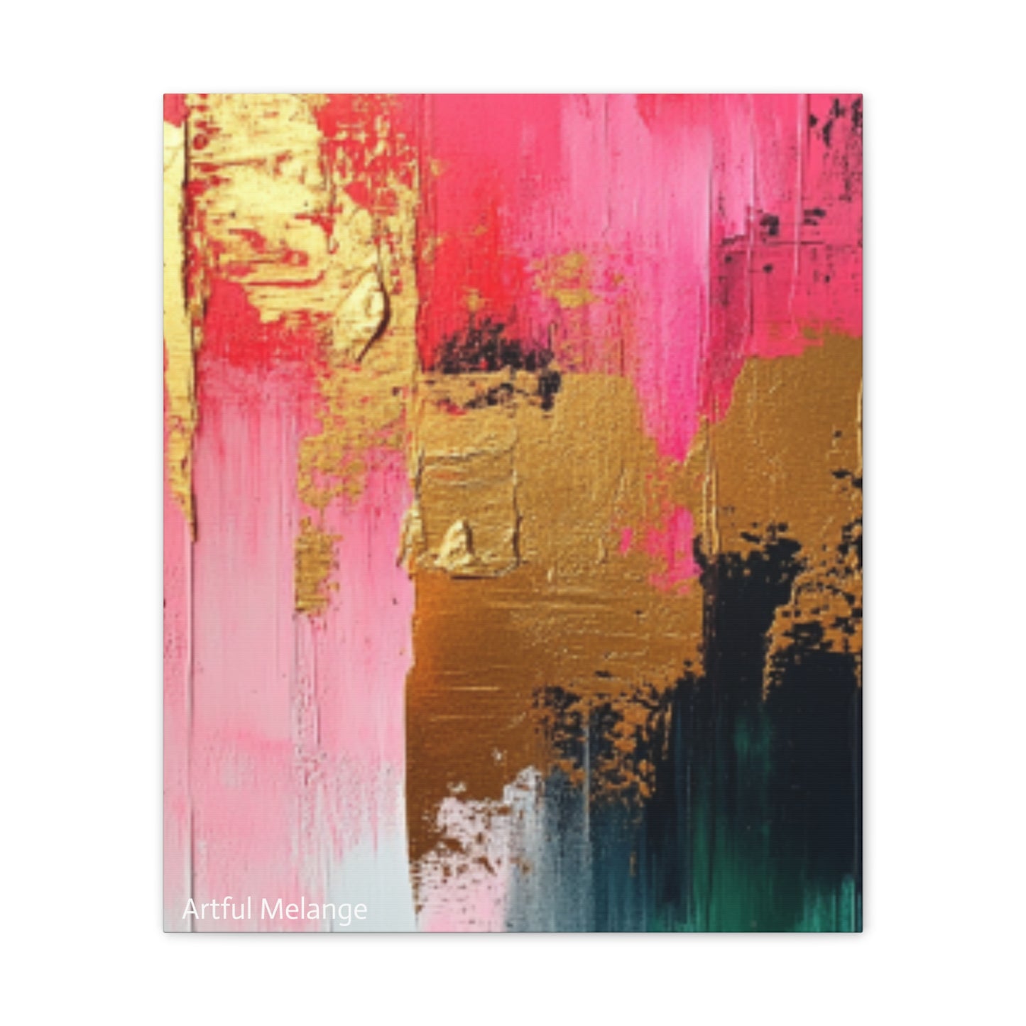 Acrylic Abstract Canvas Print - Homage to the Divine Nine/Pink Green Black and Gold 4