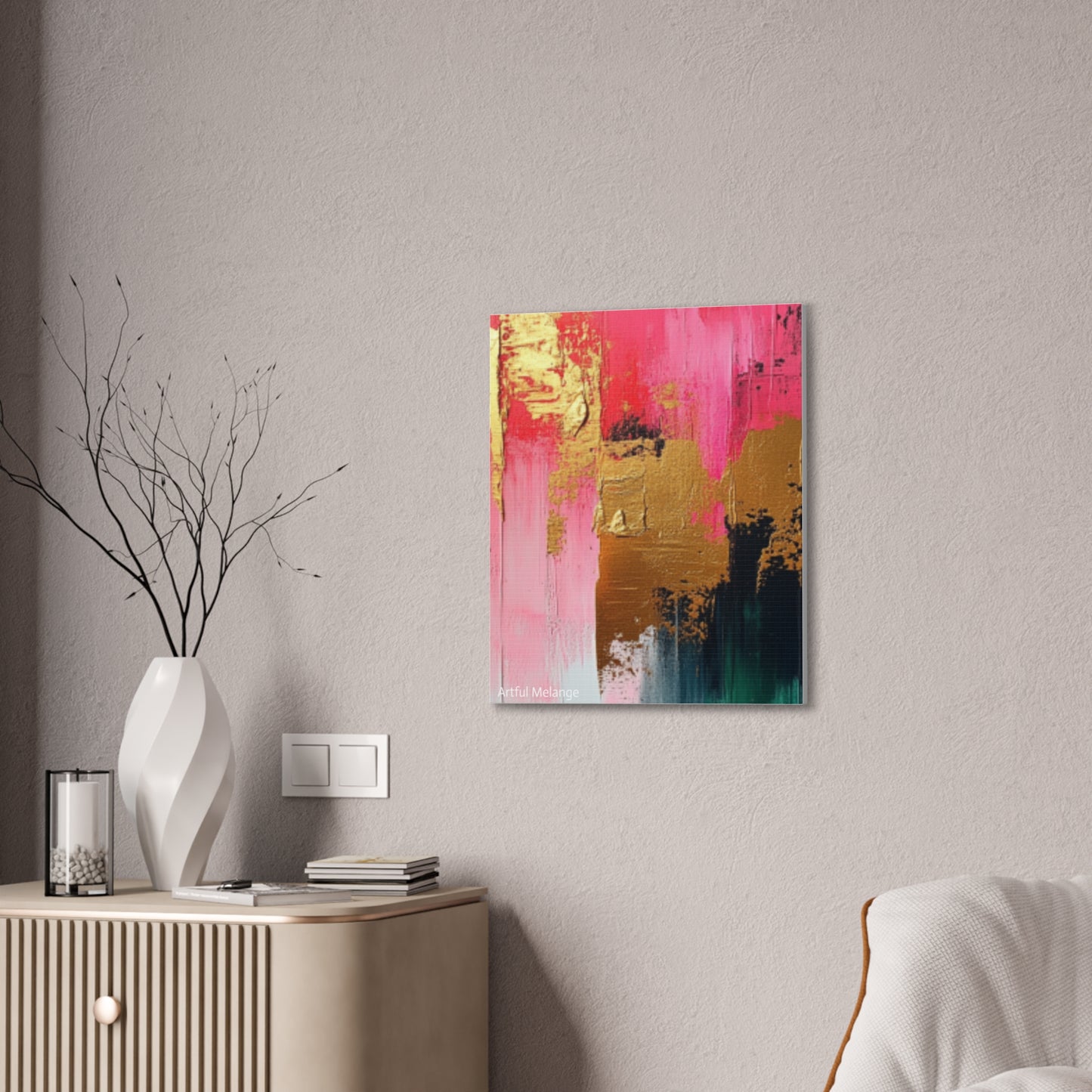 Acrylic Abstract Canvas Print - Homage to the Divine Nine/Pink Green Black and Gold 4