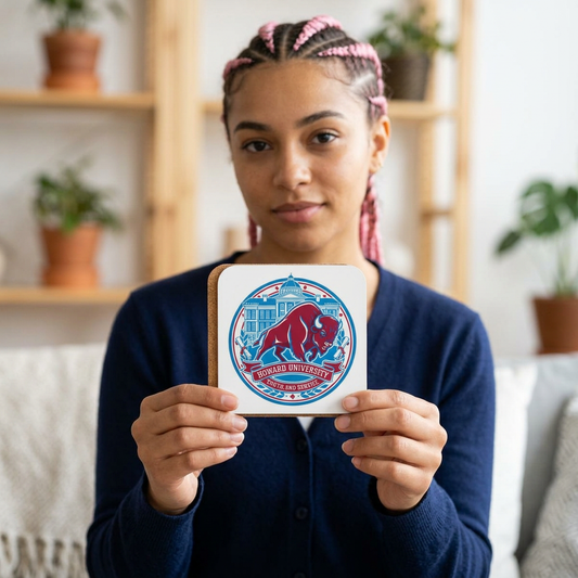 Howard University Coaster Set – HU Pride Campus & Bison Design