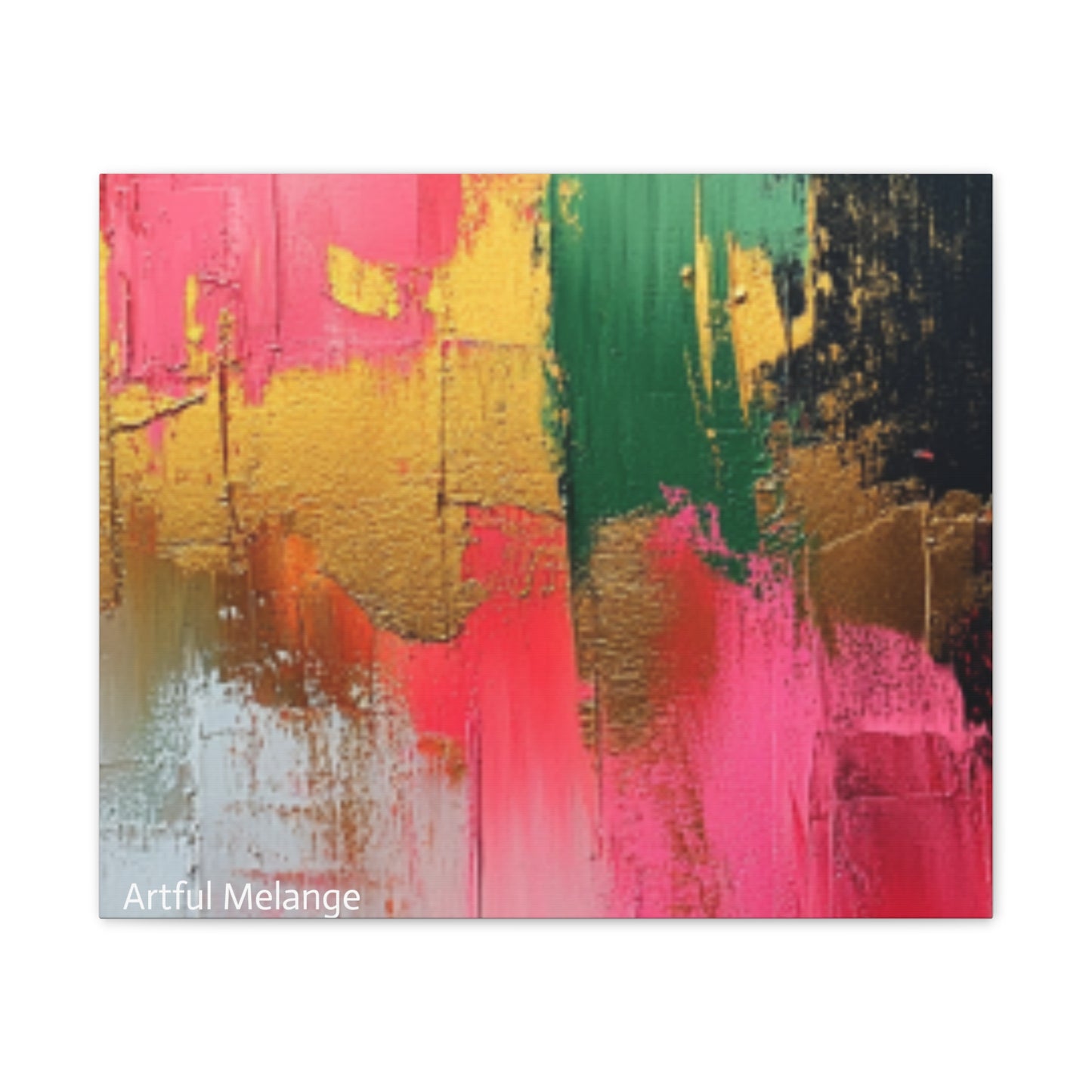 Acrylic Abstract Canvas Print - Homage to the Divine Nine/Pink Green Black and Gold 2