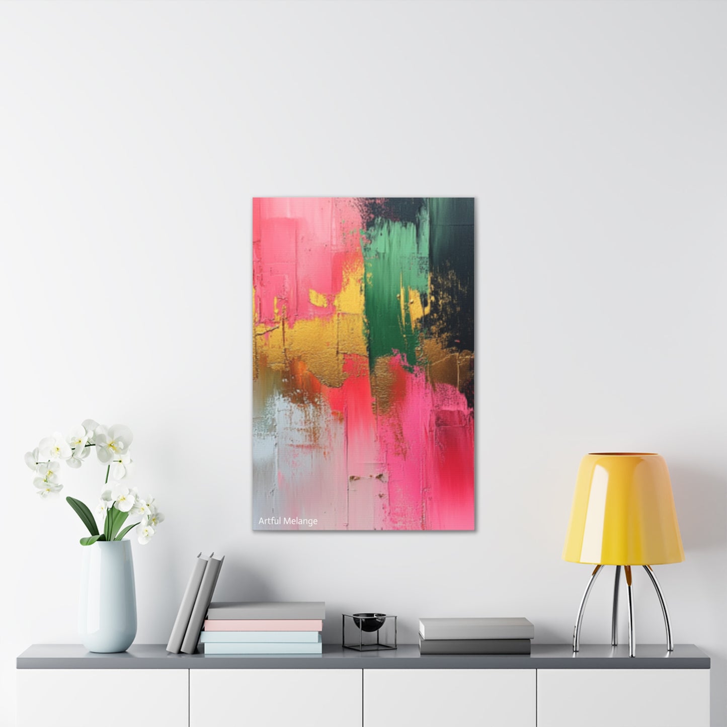Acrylic Abstract Canvas Print - Homage to the Divine Nine/Pink Green Black and Gold 2