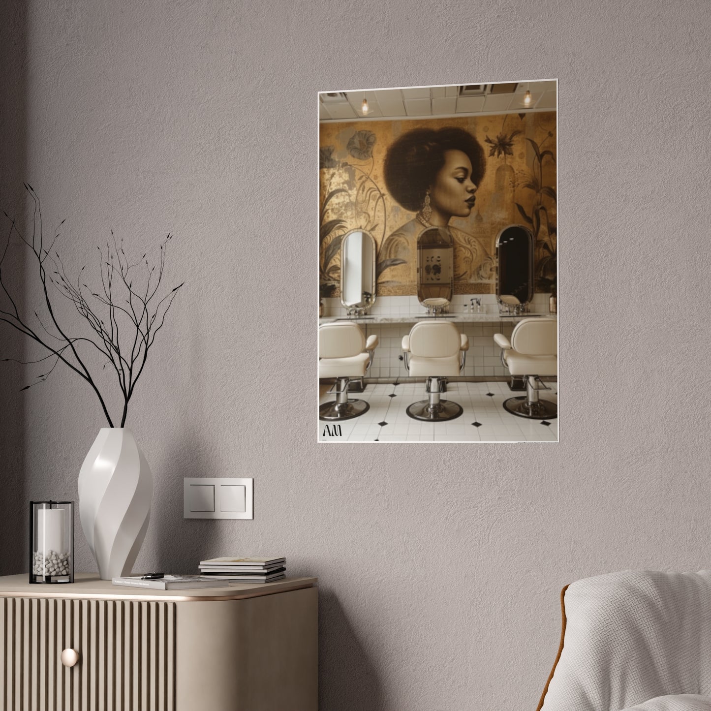 Black Hair Salon Interiors: Poster Prints Celebrating Style