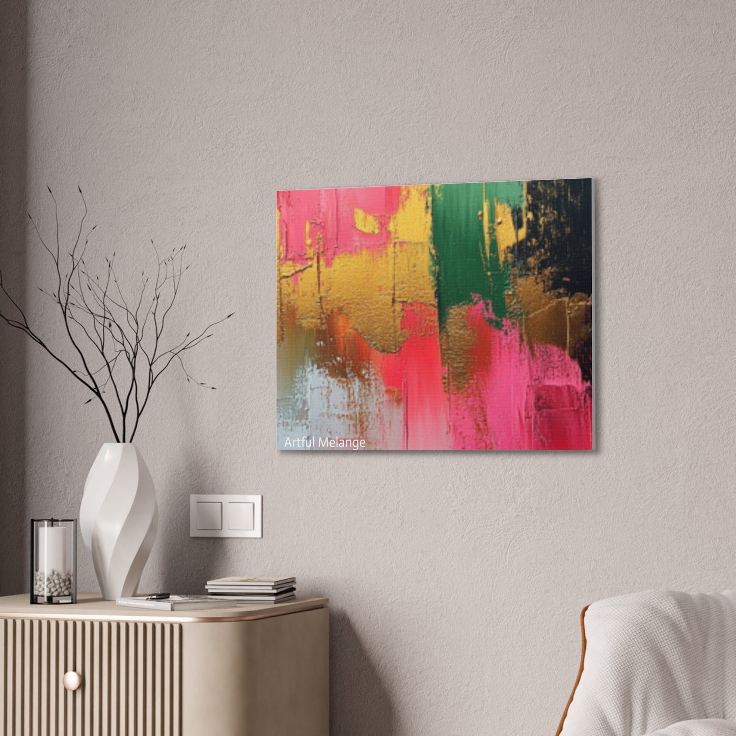 Acrylic Abstract Canvas Print - Homage to the Divine Nine/Pink Green Black and Gold 2