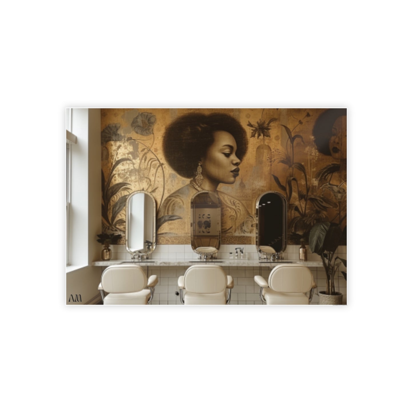 Black Hair Salon Interiors: Poster Prints Celebrating Style