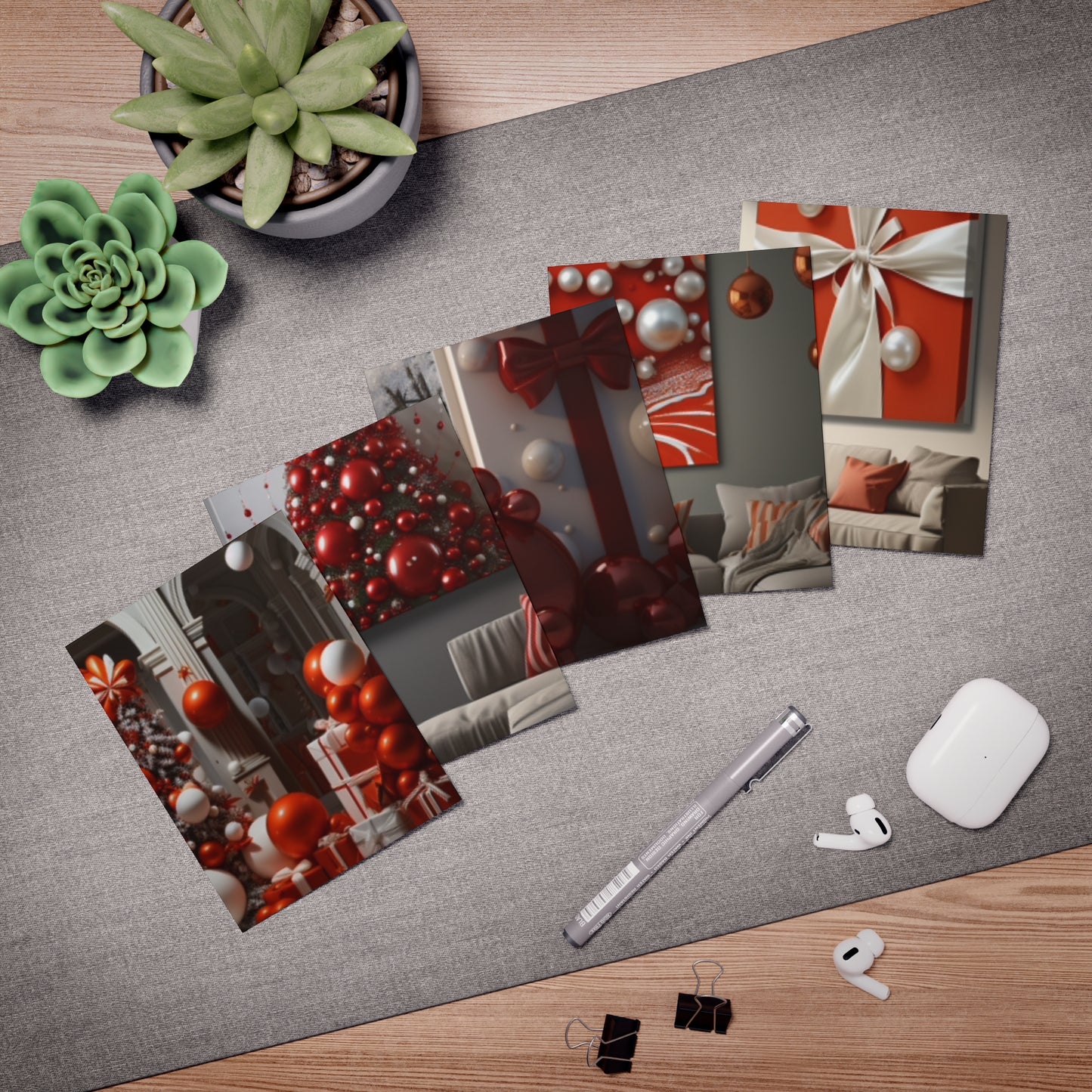 Euphoric Elegance: Vibrant Holiday Greeting Card Set (5-Pack)