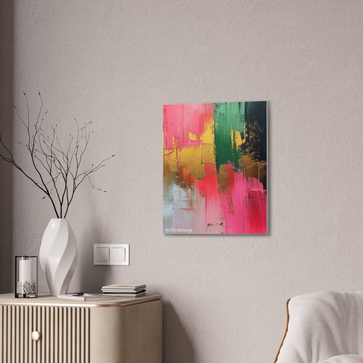 Acrylic Abstract Canvas Print - Homage to the Divine Nine/Pink Green Black and Gold 2