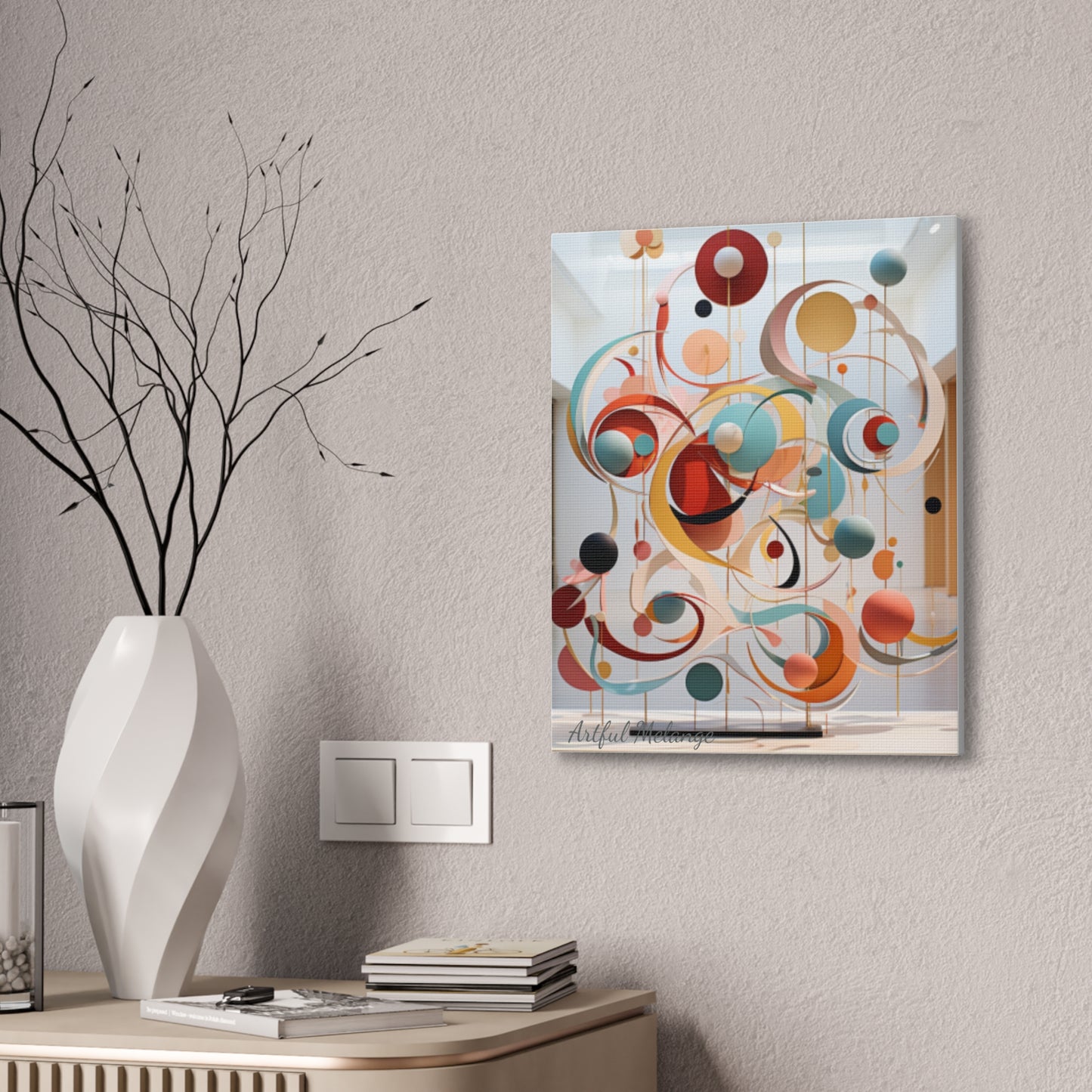 Harmony in Cyan and Peach- Graphic Print