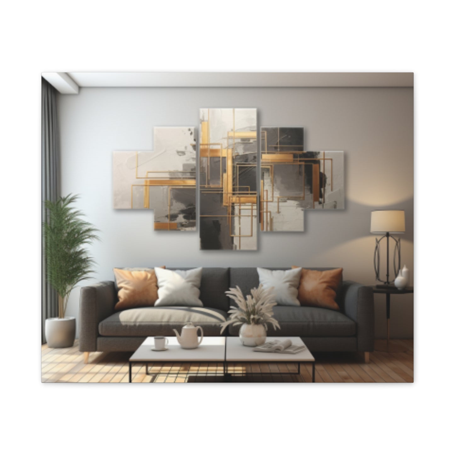 Gold and Black Elegance: A Symphony of Sophistication Canvas Print