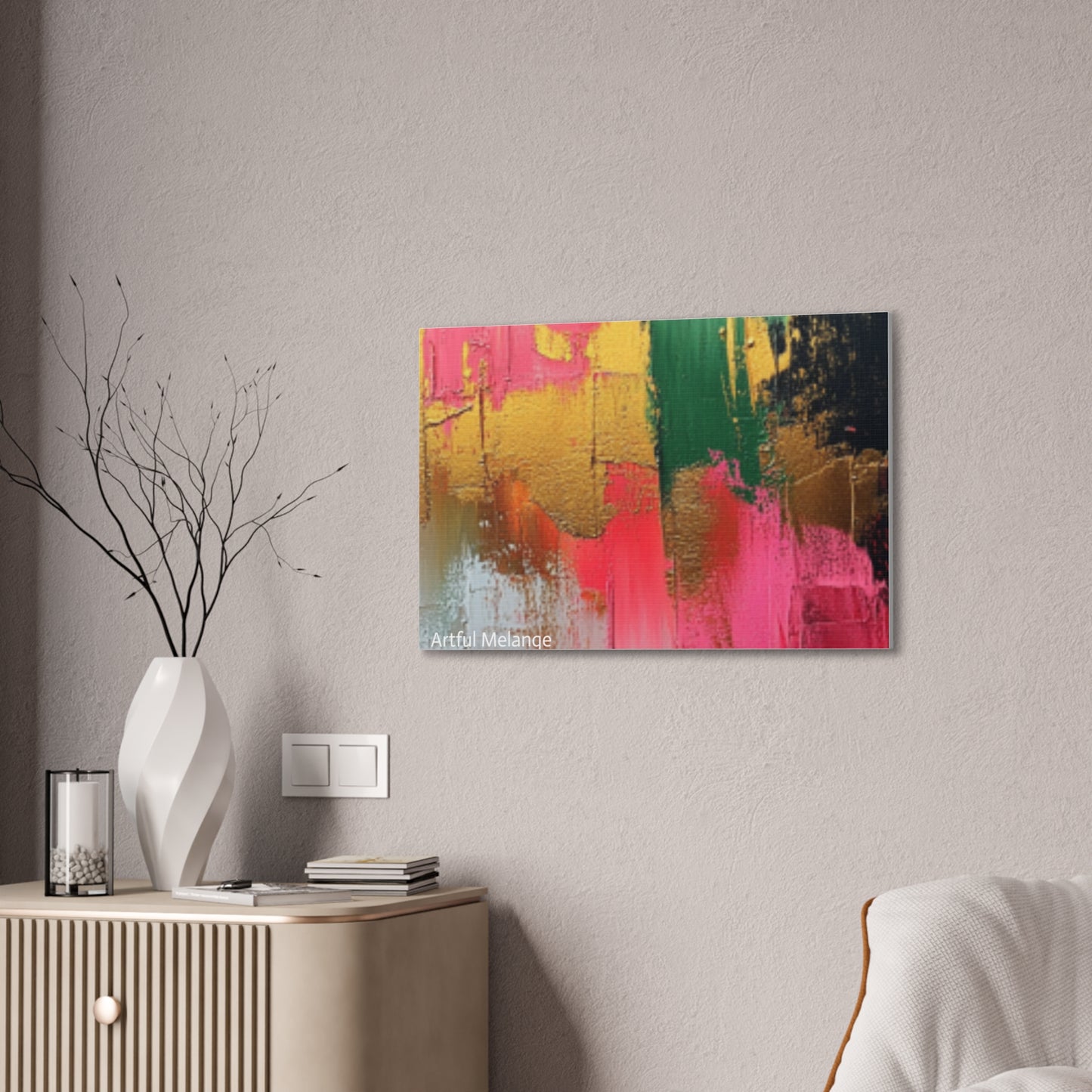 Acrylic Abstract Canvas Print - Homage to the Divine Nine/Pink Green Black and Gold 2