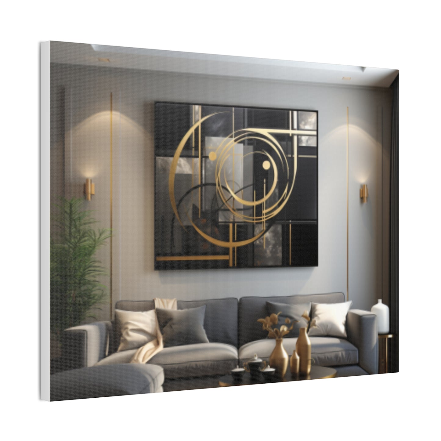 Gold and Black Elegance: A Symphony of Sophistication Canvas Print