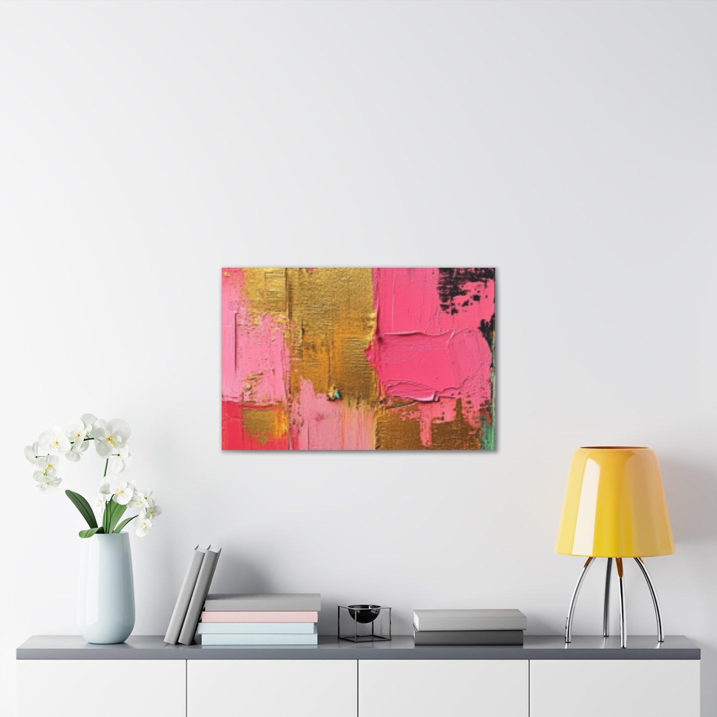 Acrylic Abstract Canvas Print - Homage to the Divine Nine/Pink Green Black and Gold 3