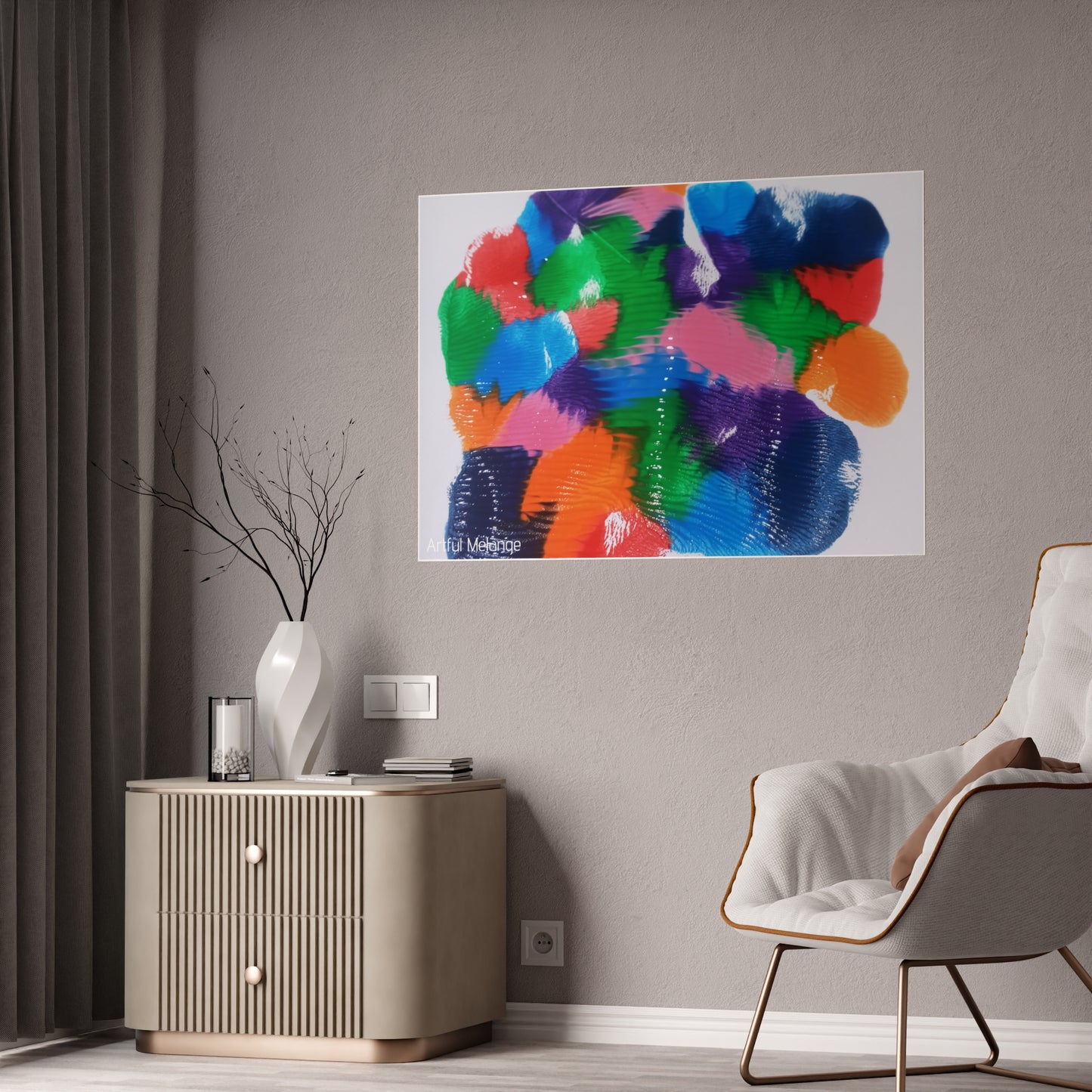Gleaming Acrylic Abstract Poster: A Spectrum of Colorful Elegance