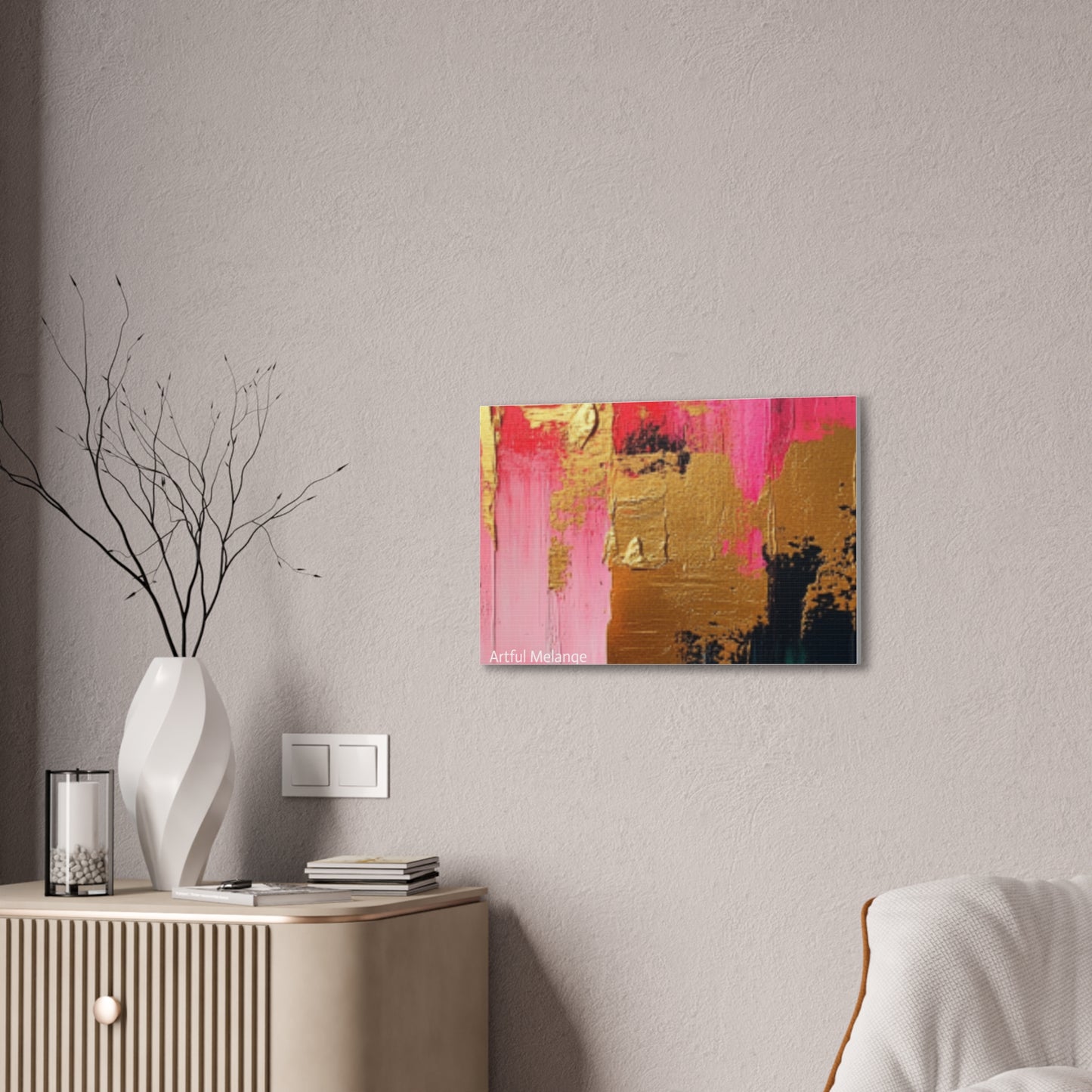 Acrylic Abstract Canvas Print - Homage to the Divine Nine/Pink Green Black and Gold 4