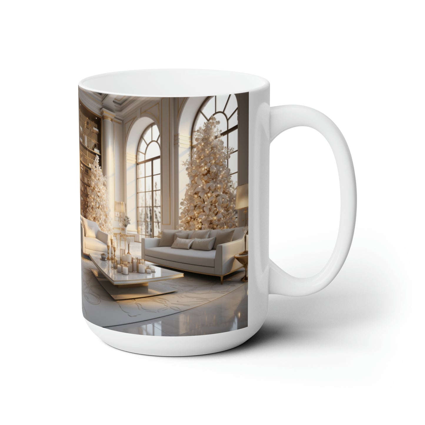 Elegance in Gold & White Holiday Mug15oz
