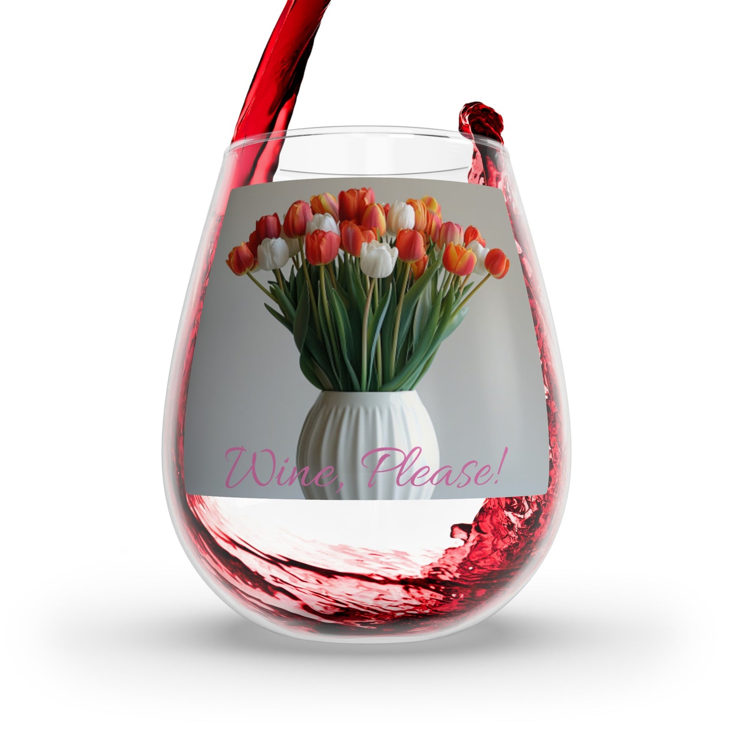 Floral Elegance Stemless Wine Glass, 11.75oz