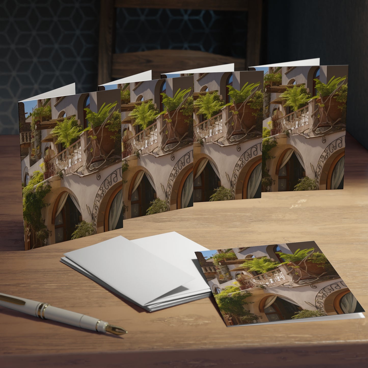 Italian Hillside Scene Design Note Cards (5-Pack)