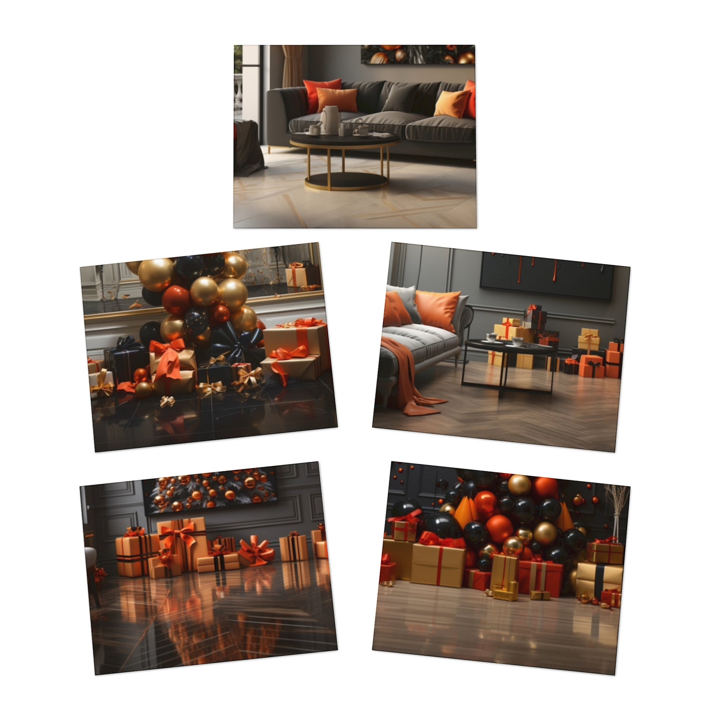 Euphoric Elegance: Vibrant Holiday Greeting Card Set (5-Pack)