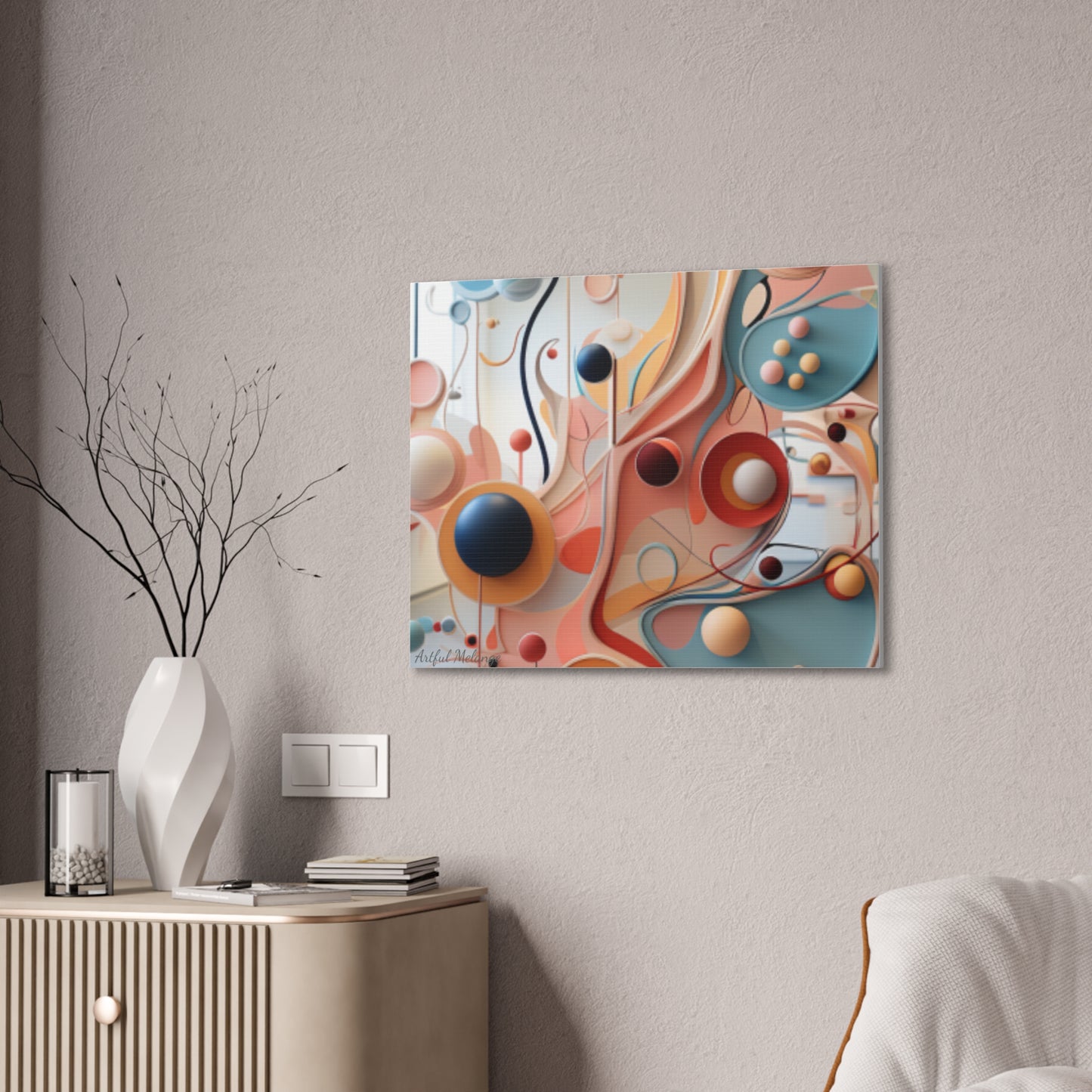 Harmony in Cyan and Peach- Graphic Print