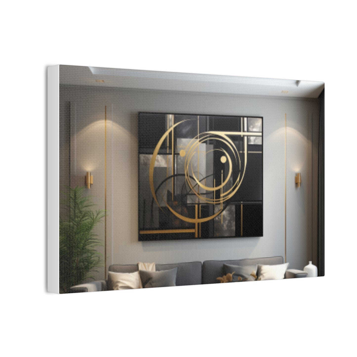 Gold and Black Elegance: A Symphony of Sophistication Canvas Print