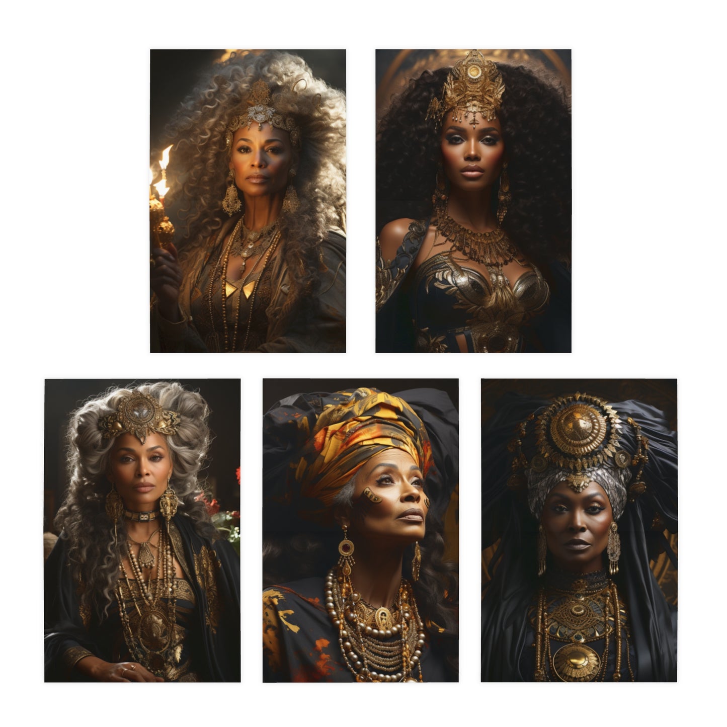 Majestic African Queens: Celebrating Modern Elegance in Resplendent Note Cards (5-Pack)