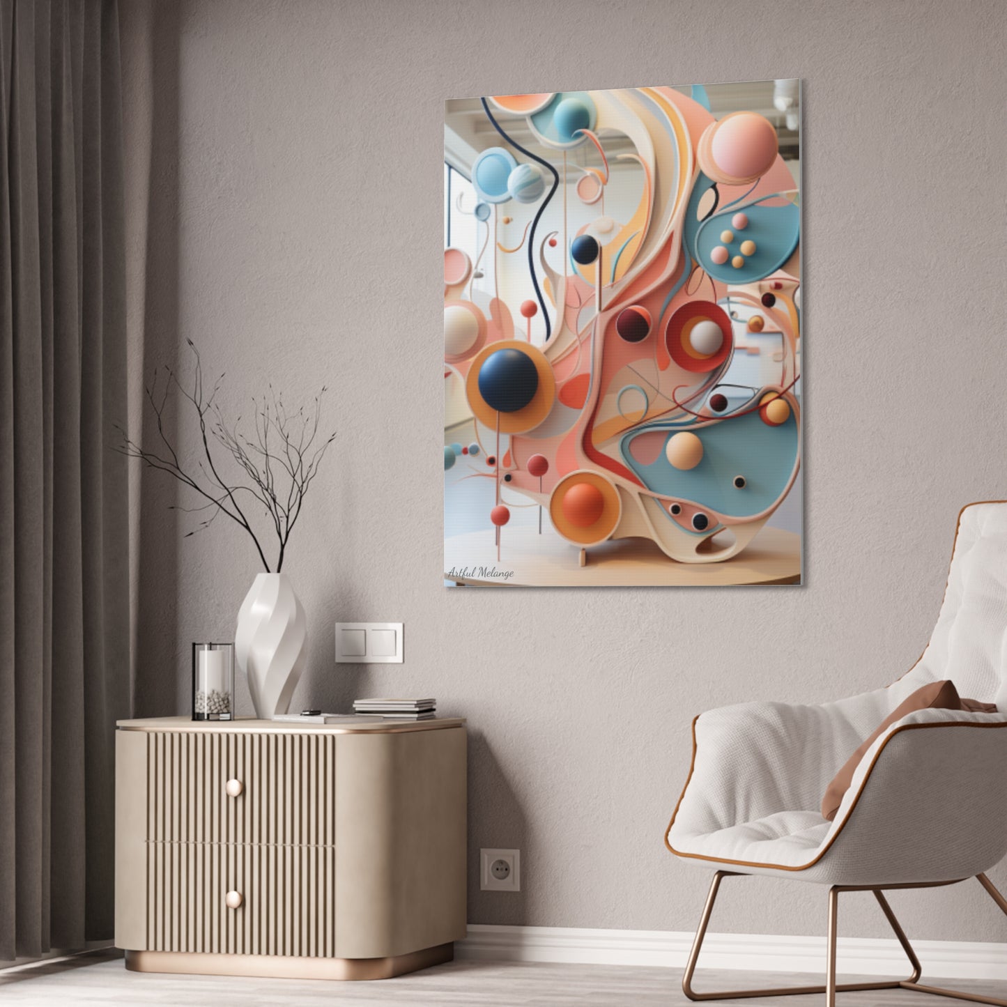 Harmony in Cyan and Peach- Graphic Print