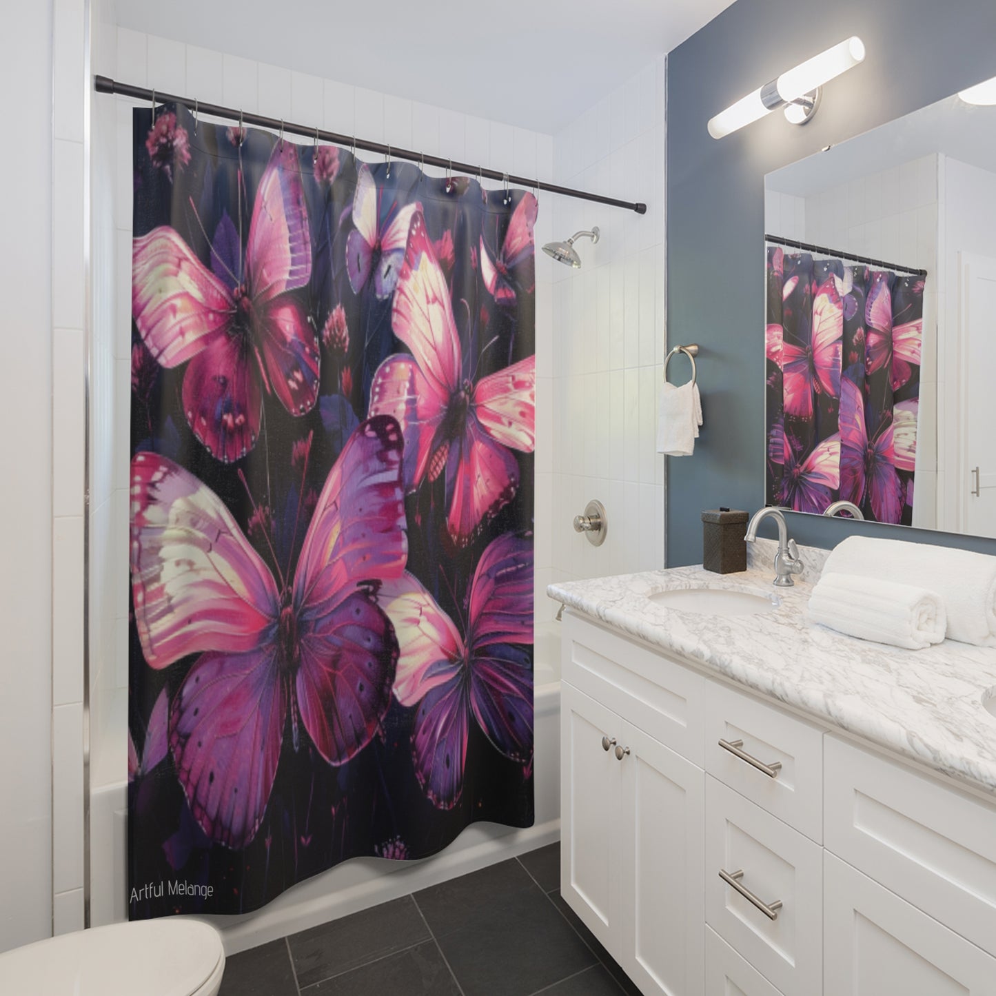 Fluttering Splendor Butterfly Shower Curtains