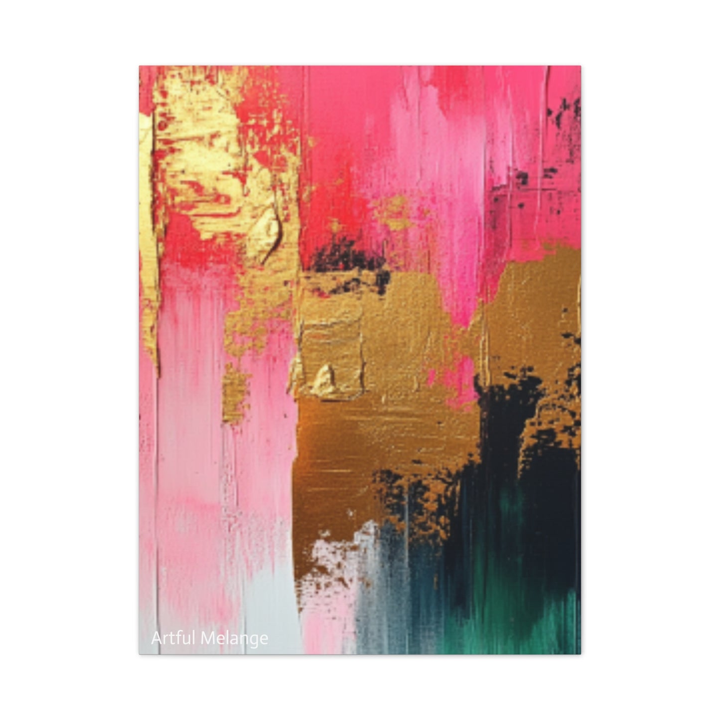 Acrylic Abstract Canvas Print - Homage to the Divine Nine/Pink Green Black and Gold 4