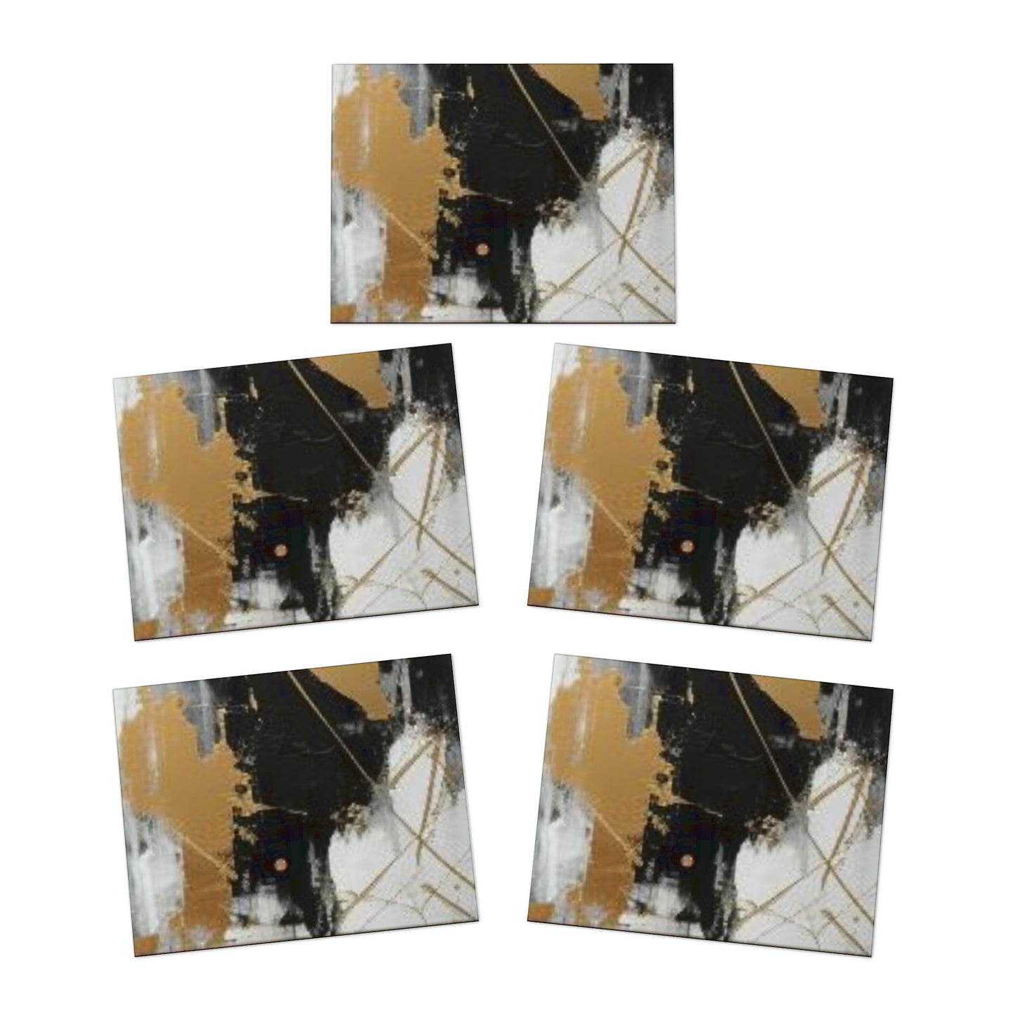 Elegance in Ink: Gold & Black Abstract Art Note Card Set(5-Pack)