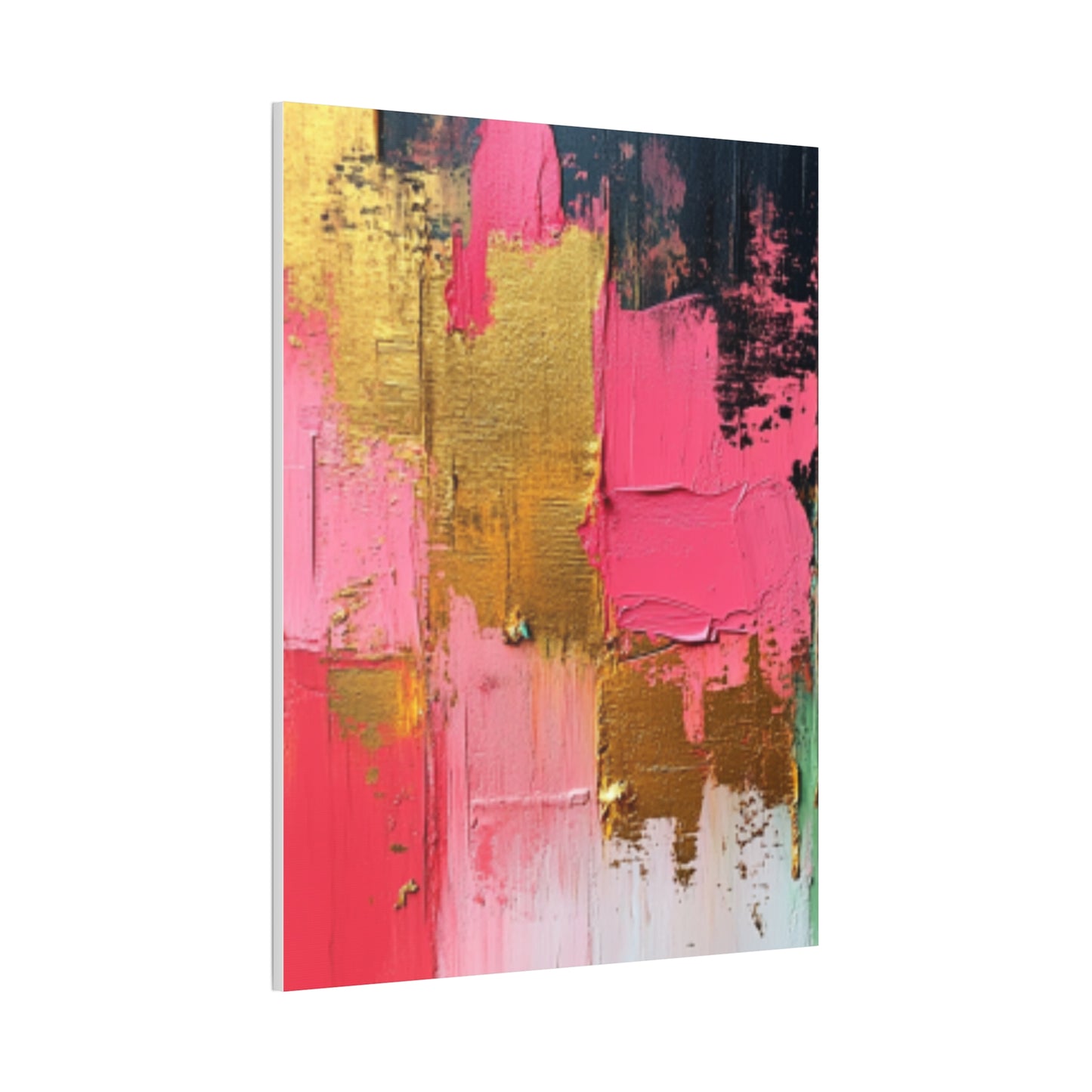 Acrylic Abstract Canvas Print - Homage to the Divine Nine/Pink Green Black and Gold 3