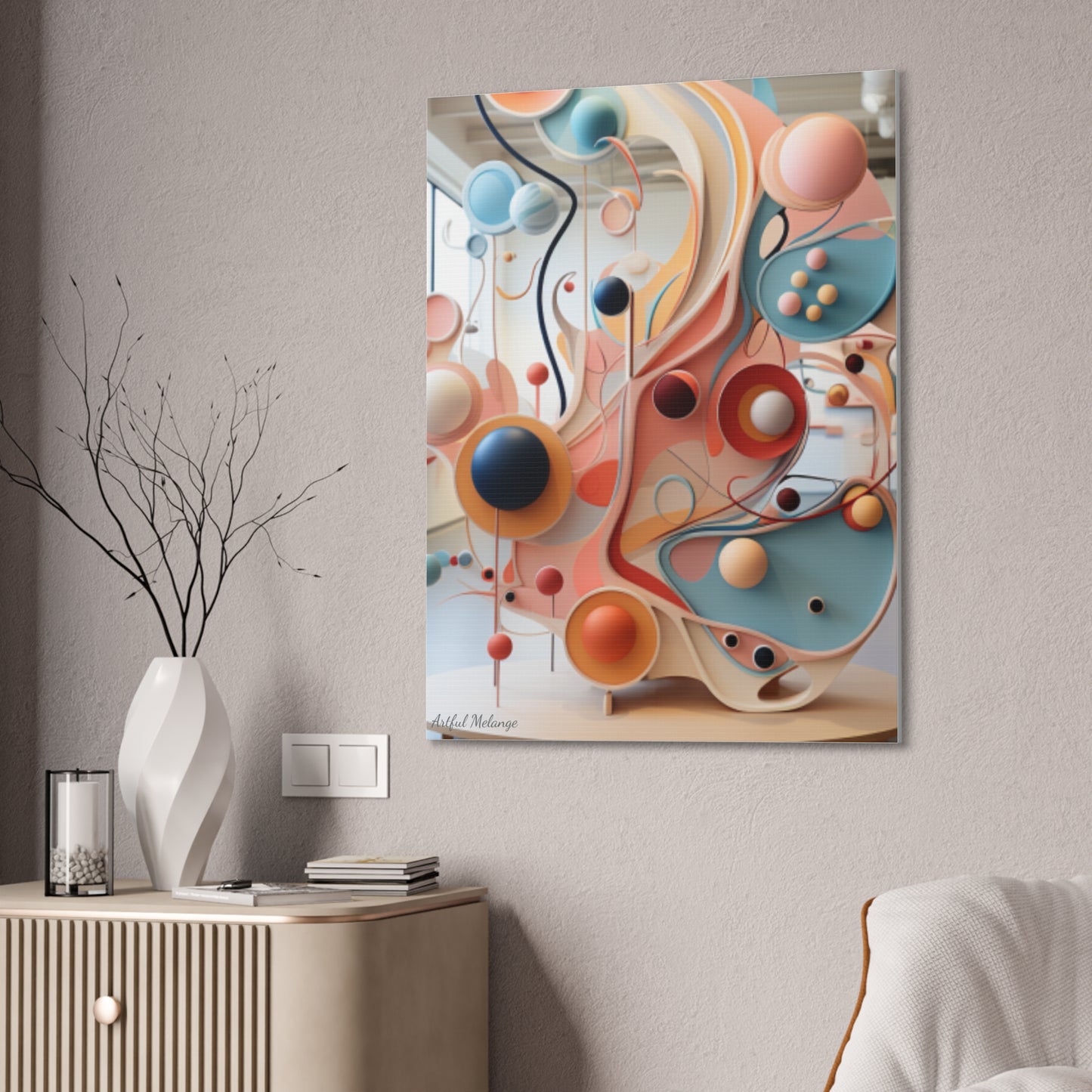 Harmony in Cyan and Peach- Graphic Print