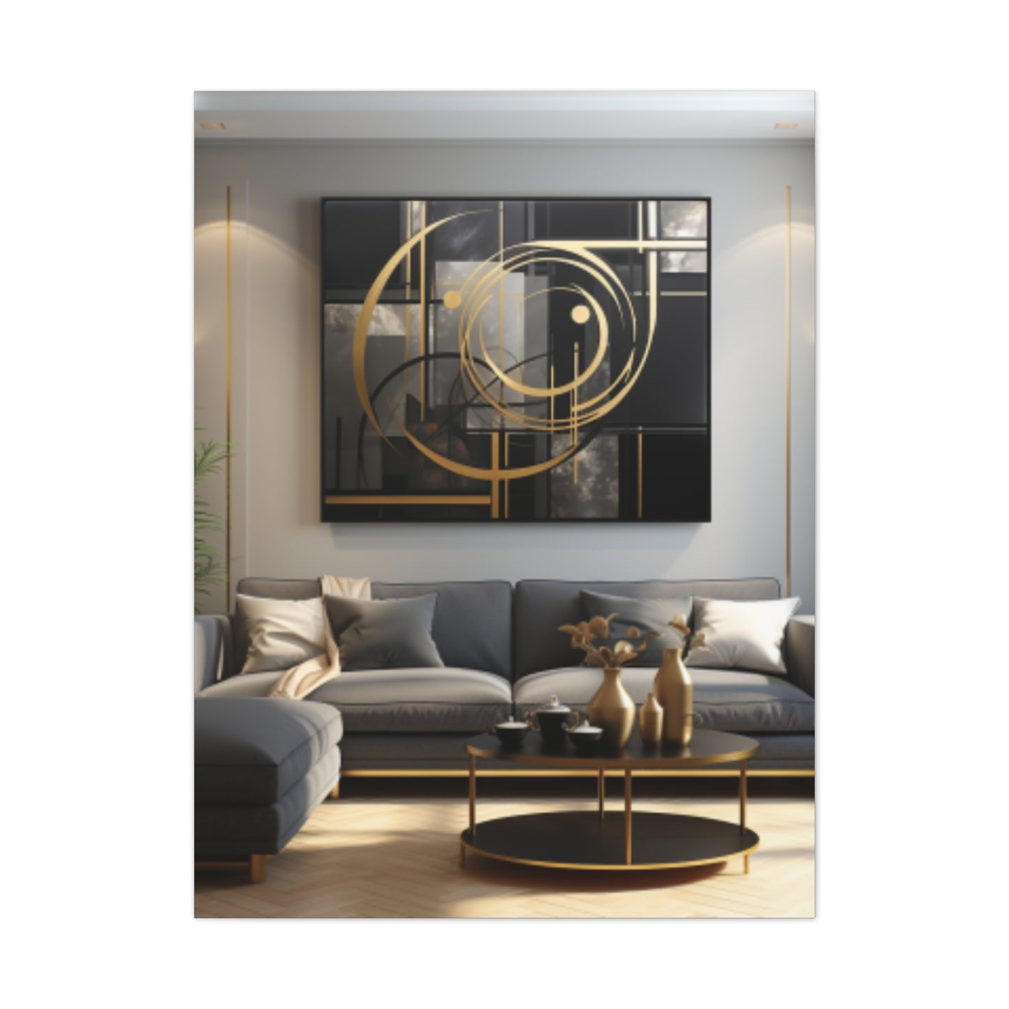 Gold and Black Elegance: A Symphony of Sophistication Canvas Print