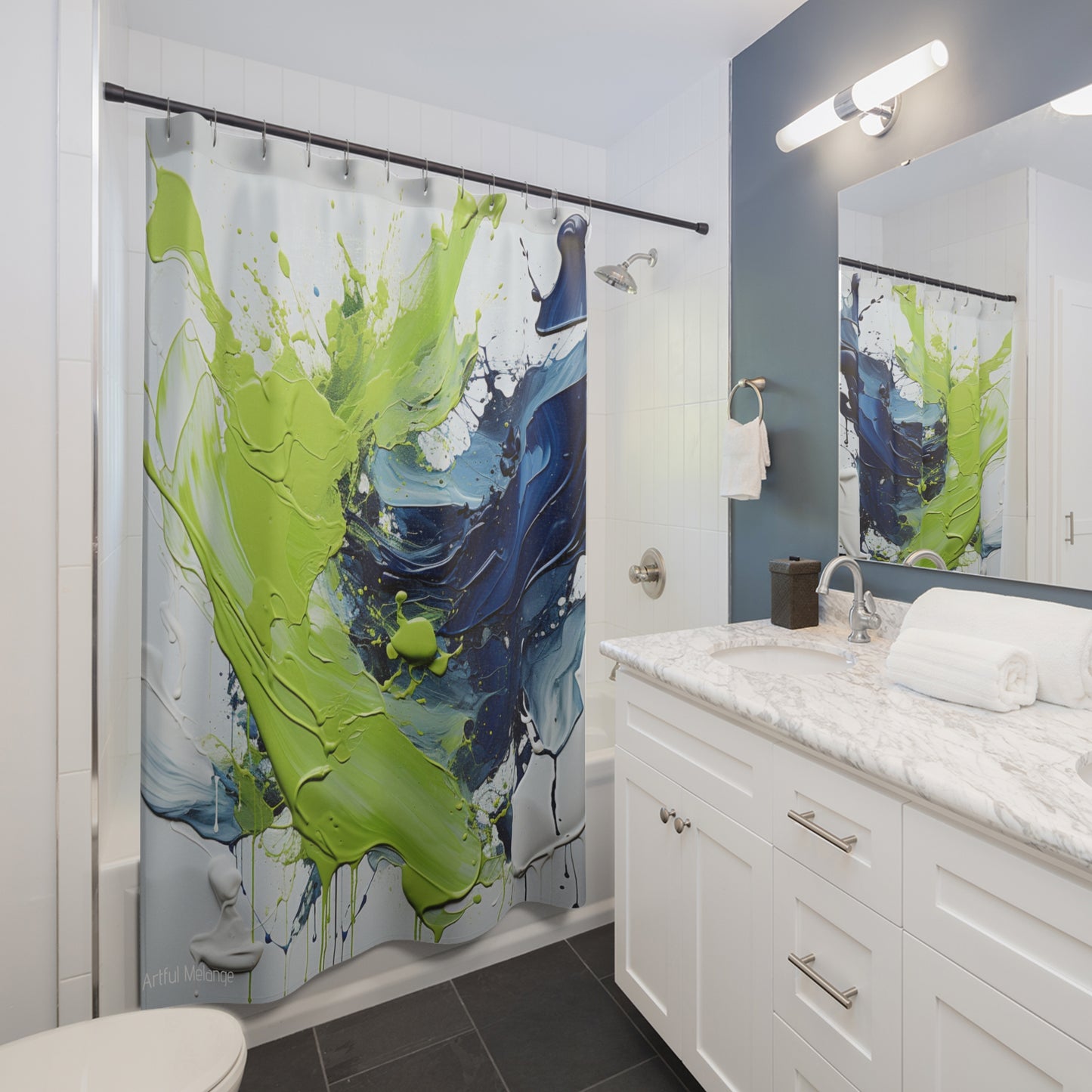 Canvas Cascade: Abstract Acrylic Art Shower Curtain Collection