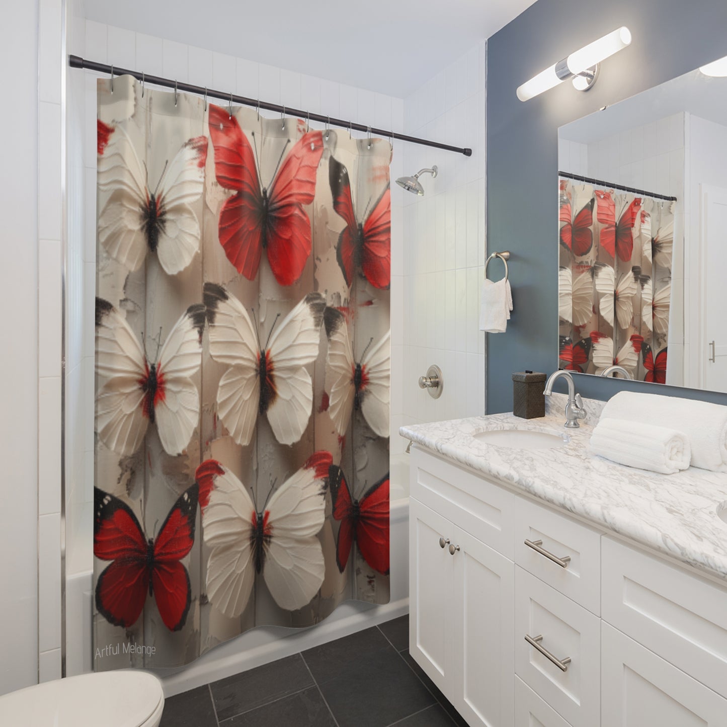 Fluttering Splendor Butterfly Shower Curtains