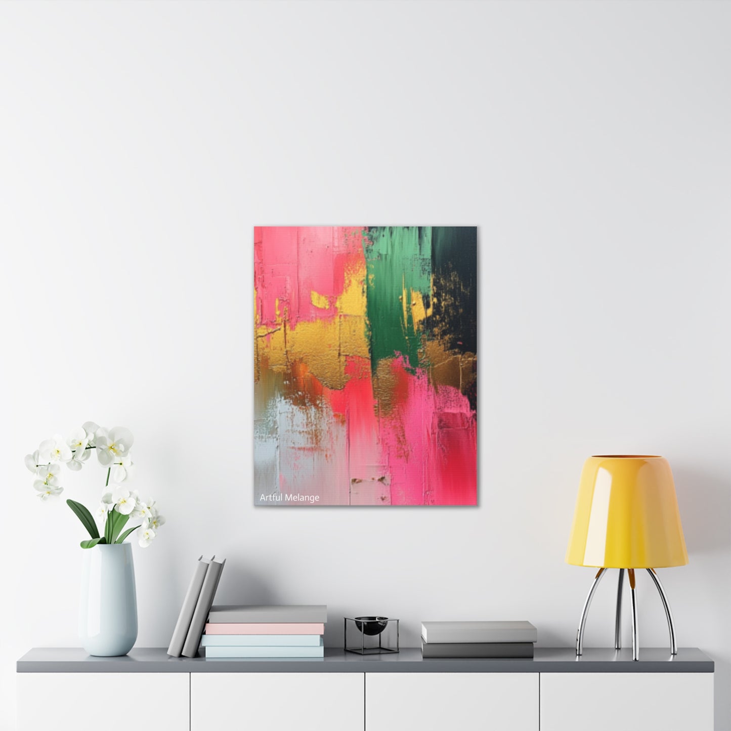Acrylic Abstract Canvas Print - Homage to the Divine Nine/Pink Green Black and Gold 2