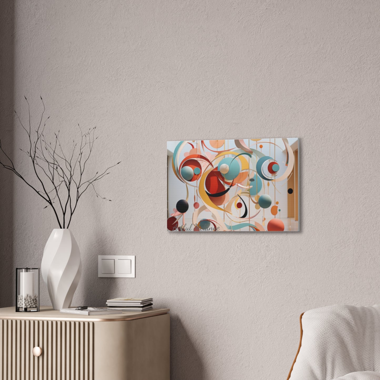 Harmony in Cyan and Peach- Graphic Print