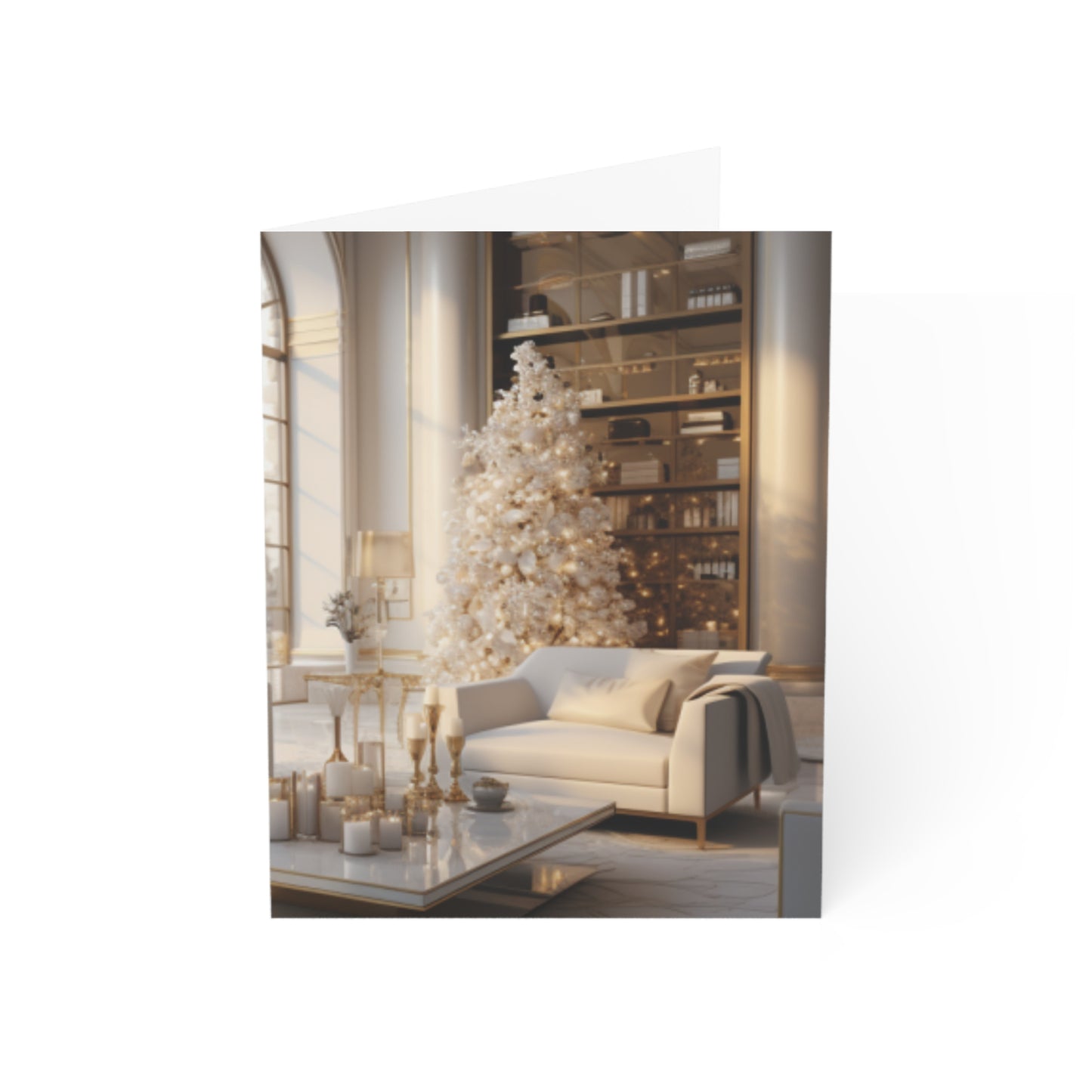 Elegance in Gold & White Christmas Notecards (1, 10, 30, and 50pcs)