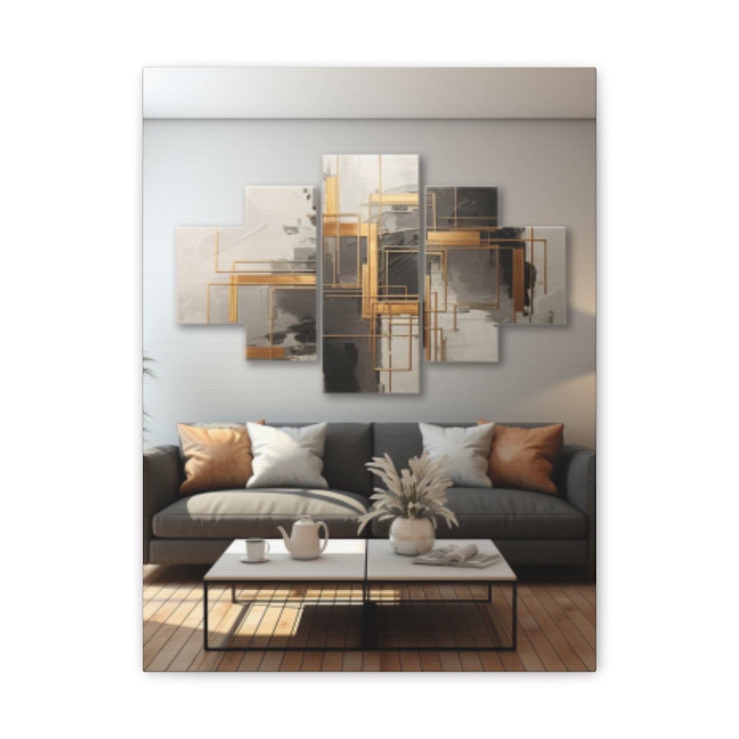 Gold and Black Elegance: A Symphony of Sophistication Canvas Print
