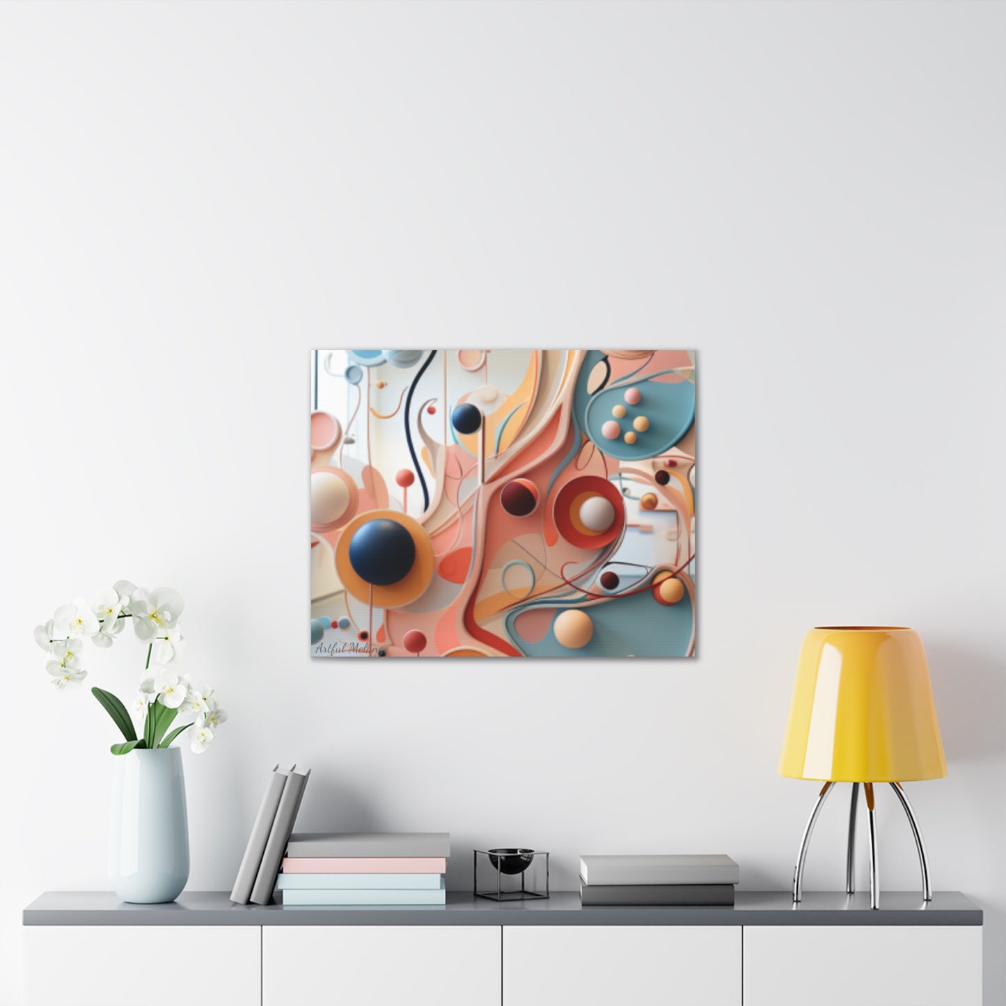 Harmony in Cyan and Peach- Graphic Print